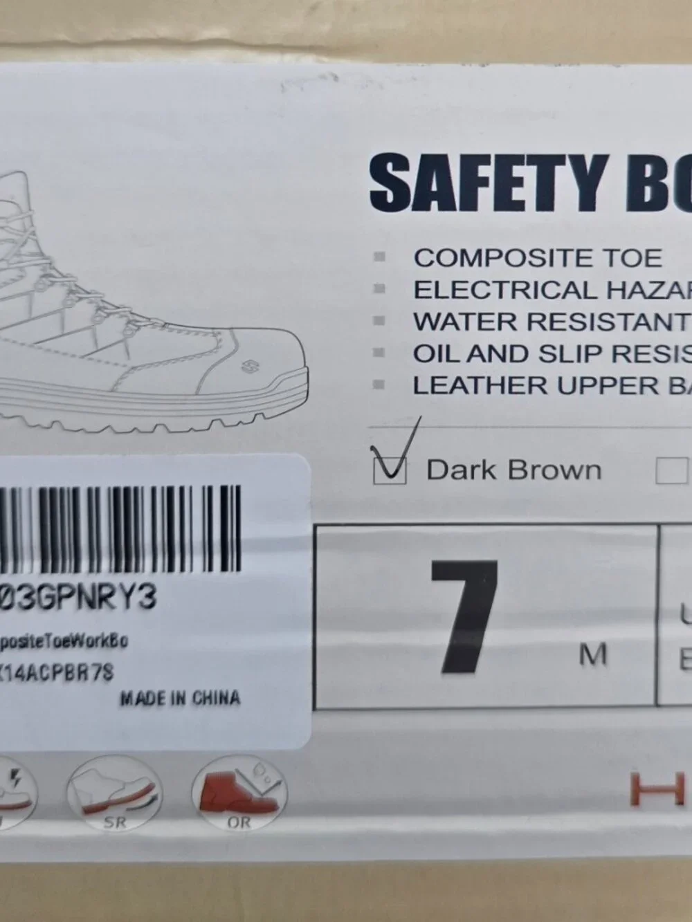 NIB Men's Safety Boots HISEA Sz 7